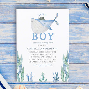 Under the Sea Watercolor It's a Boy Baby Shower  Invitation