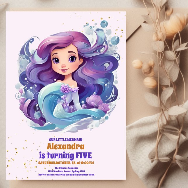 Under The Sea Watercolor Mermaid Birthday Party Invitation (Creator Uploaded)