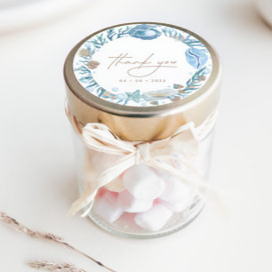 Under the Sea Watercolor Nautical Thank You Favour Classic Round Sticker