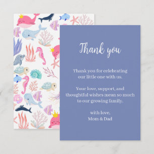 Under the Sea Watercolor Ocean Animals Baby Shower Thank You Card