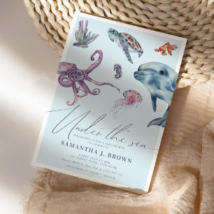 Under the Sea Watercolor Ocean Baby Shower Invitation