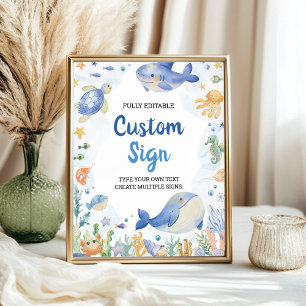 Under the Sea Watercolor Party Custom Table Sign