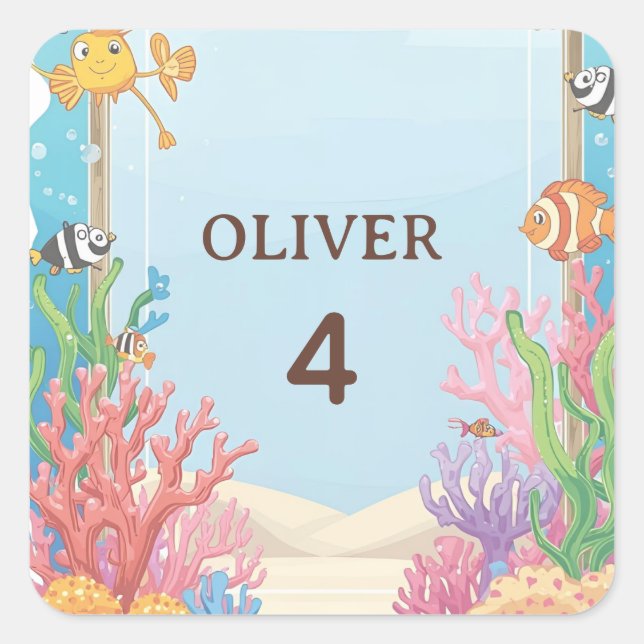 Under the Sea Waterproof Labels, Oliver Name Label (Front)