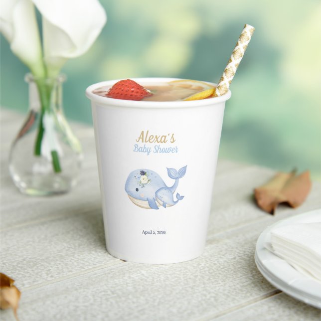 Under the Sea Whale Baby Shower (Boy) Paper Cups (Insitu)