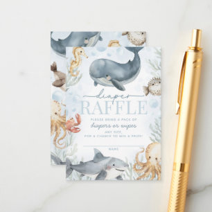 Under the Sea Whale Baby Shower Diaper Raffle Enclosure Card