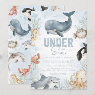 Under the Sea Whale Baby Shower Invitation
