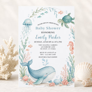 Under the Sea Whale Baby Shower Invitation
