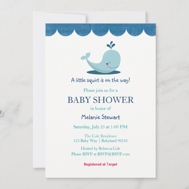 Under the Sea Whale Baby Shower invitation (Front)
