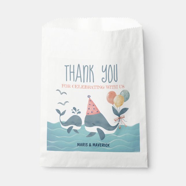 Under The Sea Whale Baby Shower Thank You Favour Bags (Front)