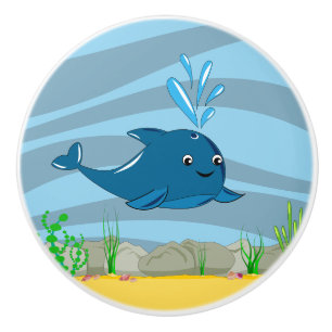 Under the Sea Whale Ceramic Knob