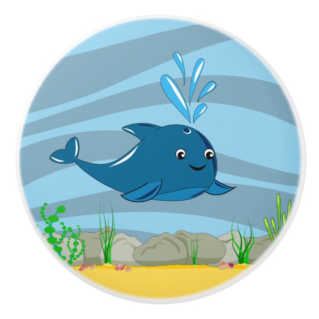 Under the Sea Whale Ceramic Knob (Front)