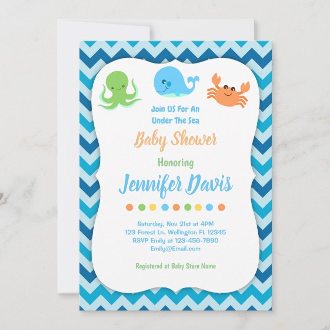 Under The Sea Whale Invitation (Front)