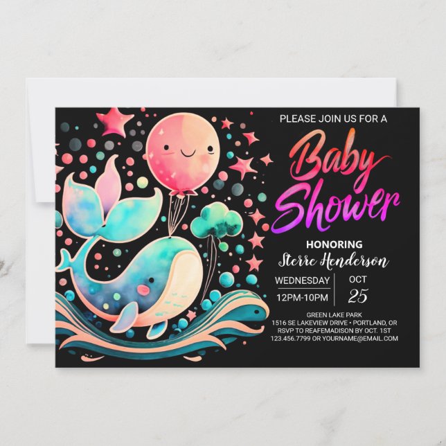 Under the Sea Whale Nautical Girl Baby Shower Invitation (Front)
