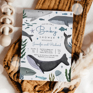 Under the Sea Whale Ocean Animal Baby Shower  Invitation