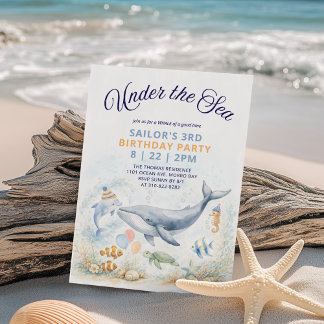 Under the Sea Whale & Ocean Animals Birthday Invitation
