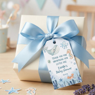 Under the Sea Whale Octopus Crab Baby Shower Gift Tags