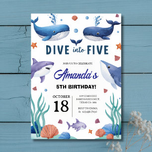 Under the Sea Whale & Shark Birthday Invitation
