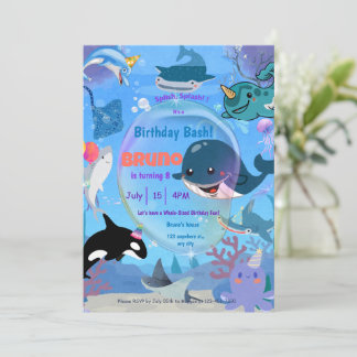 Under the sea whale sharks jellyfish invitation