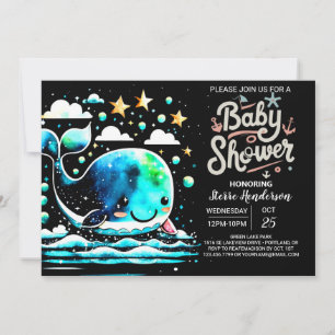 Under the Sea Whale Waves Boy Baby Shower Invitation