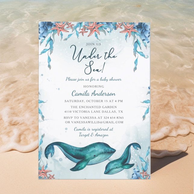 Under The Sea Whales Boy Baby Shower  Invitation (Creator Uploaded)