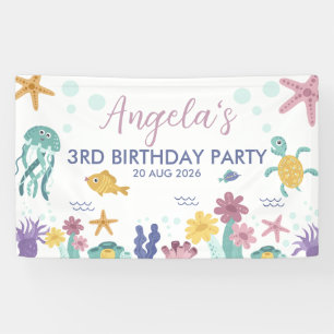 Under The Sea Whimsical Ocean Kids Birthday Party Banner