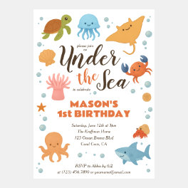 Under the Sea Whimsical Watercolor Birthday Invitation