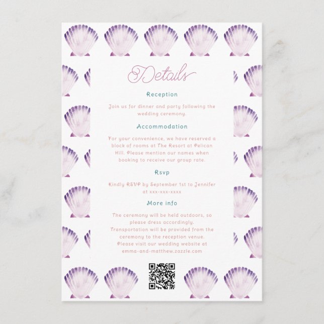 Under the Sea Whimsical Watercolor Wedding Details Enclosure Card (Front)