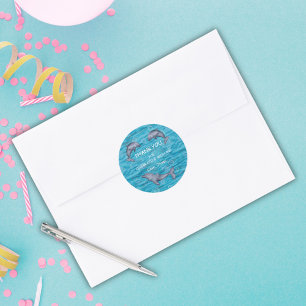 Under The Sea With Dolphins Birthday Party Classic Round Sticker