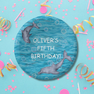 Under The Sea With Dolphins Birthday Party Paper Plate