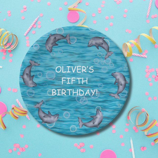 Under The Sea With Dolphins Birthday Party Paper Plate (Creator Uploaded)