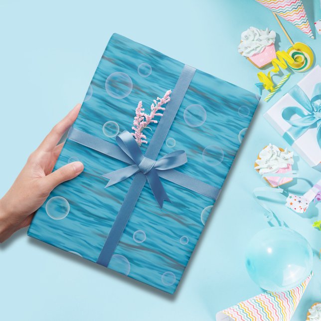 Under The Sea With Dolphins Birthday Party Wrapping Paper (Creator Uploaded)