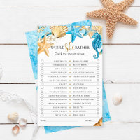 Under the Sea Would She Rather Bridal Shower Game
