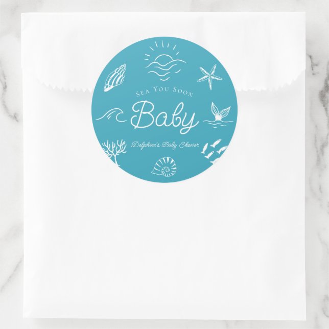 Under the Sea You Soon Blue Boy Baby Shower Classic Round Sticker (Bag)