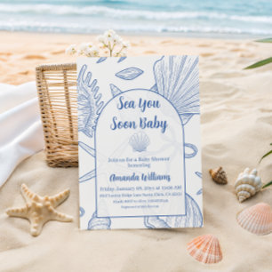 Under The Sea You Soon Blue Boy Baby Shower Invitation