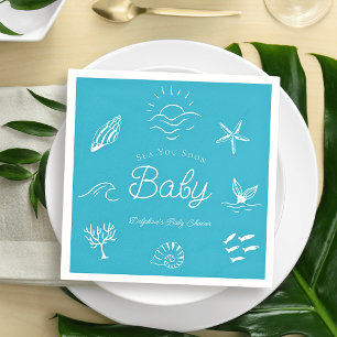 Under the Sea You Soon Blue Boy Baby Shower Napkin