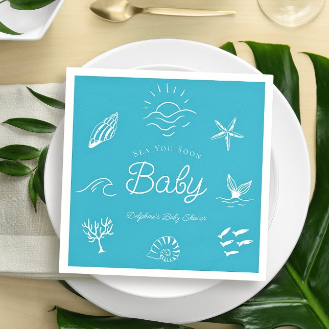 Under the Sea You Soon Blue Boy Baby Shower Napkin (Creator Uploaded)