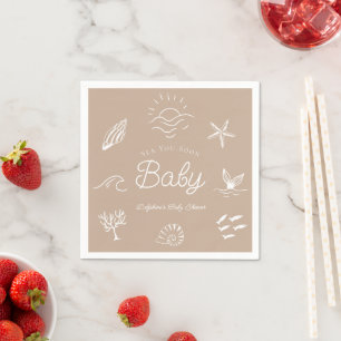 Under the Sea You Soon Brown Baby Shower Napkin