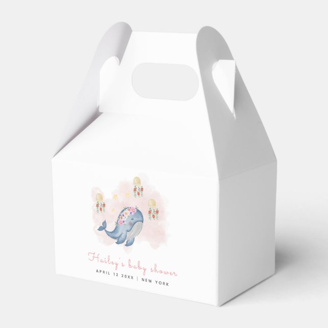 Under The See Sweet Whale Floral Baby Shower  Favour Box (Front Side)