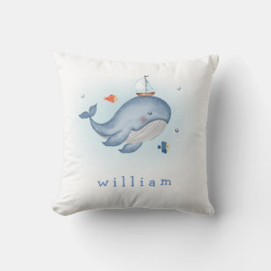 Under The See Whale Boat Boy Nursery  Cushion