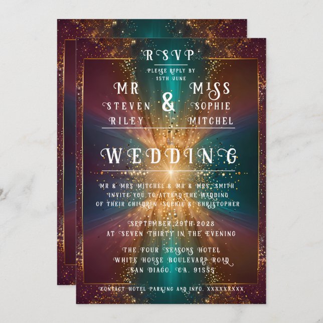 "Under the Stars: A Celebration of Love" Invitation (Front/Back)