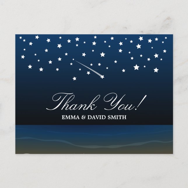 Under the Stars Beach Wedding Thank You Cards (Front)