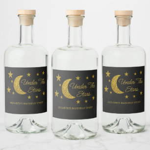 Under The Stars Birthday Liquor Bottle Label