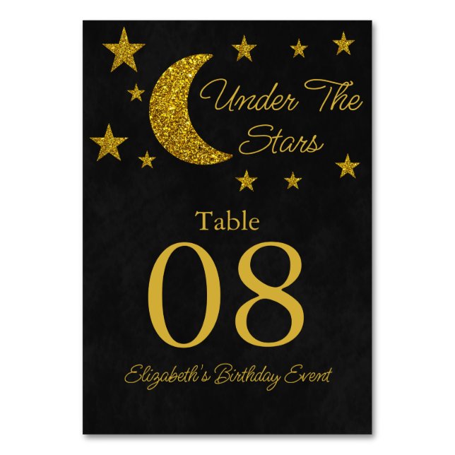 Under The Stars Birthday Table Number (Front)