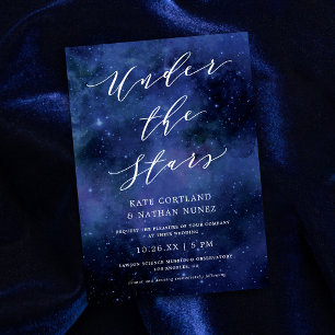 Under The Stars Chic Space Astronomy Stars Wedding Invitation