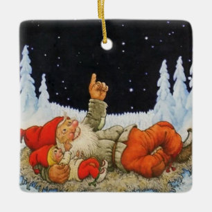 “Under the Stars” Gnomes by Jenny Nystrom Ceramic Ornament