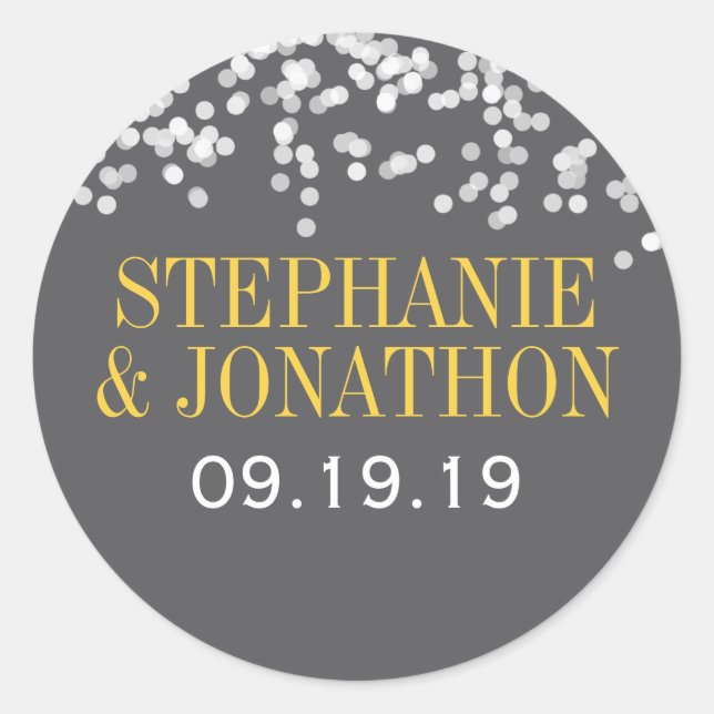 Under the Stars Grey and Yellow Classic Round Sticker (Front)