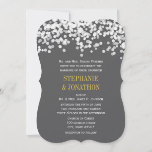 Under the Stars Grey Yellow Modern Wedding Invites