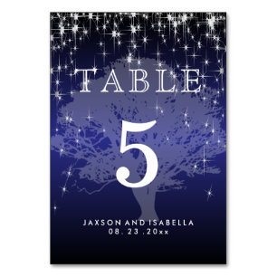 Under the Stars in Metallic Dark Blue - Table Card