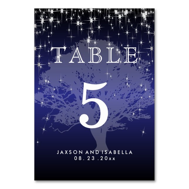 Under the Stars in Metallic Dark Blue - Table Card (Front)