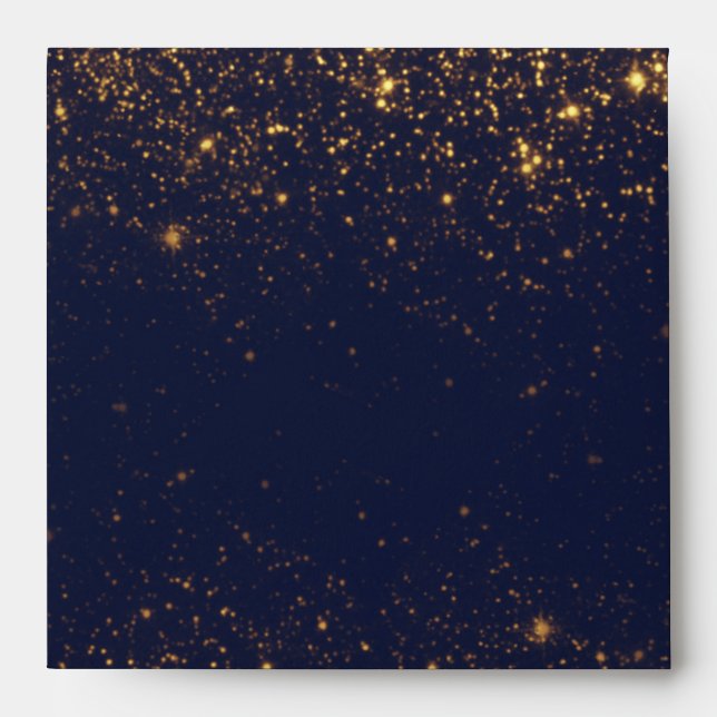 Under the Stars Navy Gold Wedding Envelope (Front)